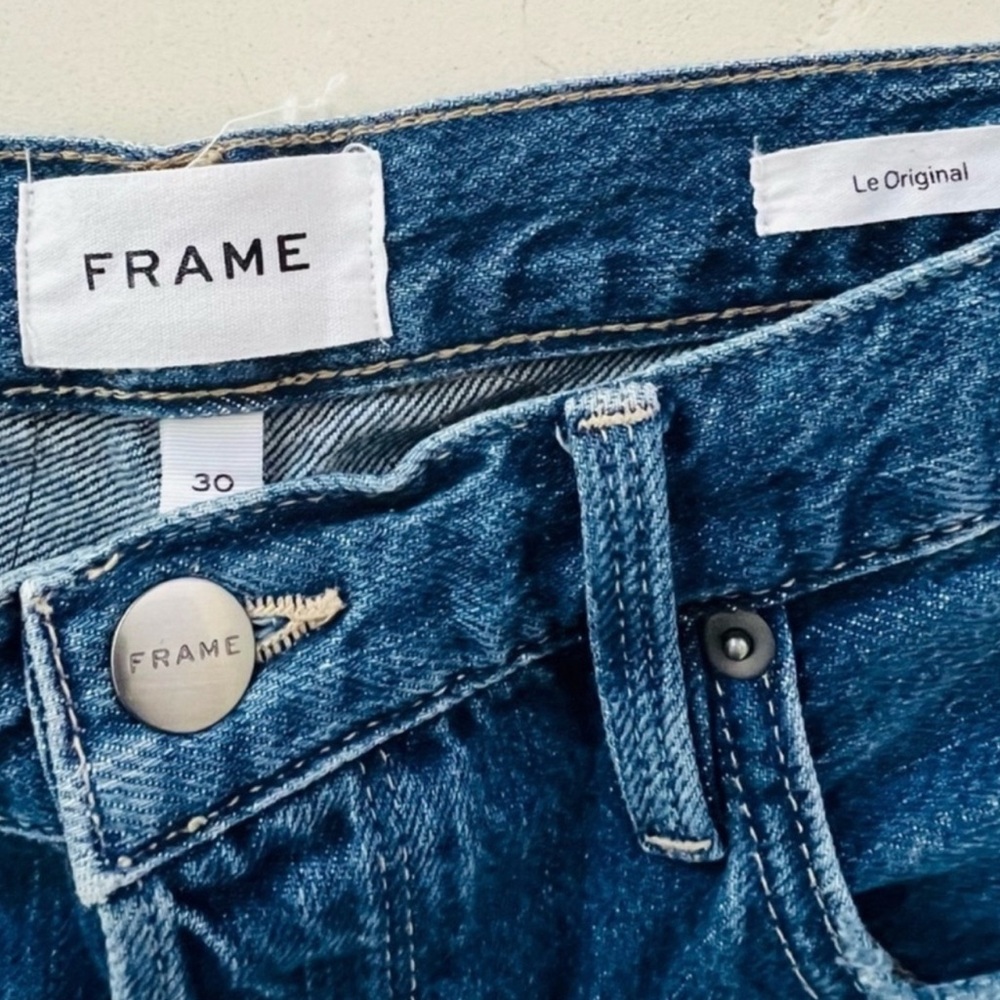 Frame Original Kessler Rips High Rise Distressed Straight Leg Jeans 30 - Picture 2 of 5